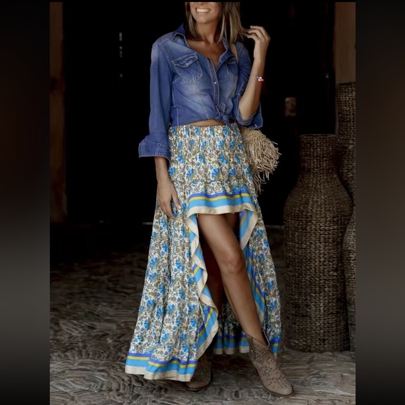 Private Label Dresses & Skirts - Bohemian’ Ditsy Floral Print Asymmetric Maxi Skirt. NWT